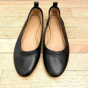 JCREW Lizzie Leather Black Ballet Flats